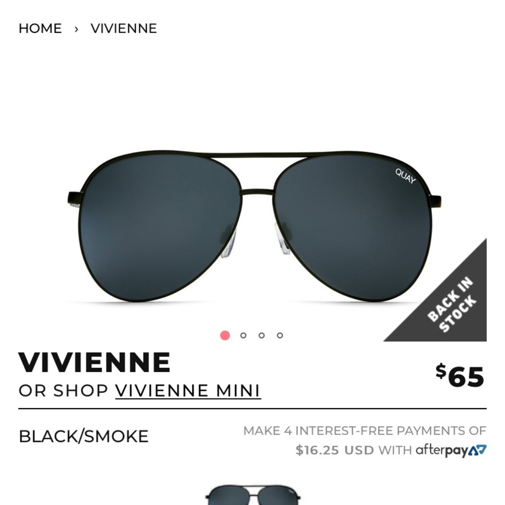 Quay Australia Black Aviator Sunglasses